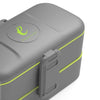 eSeasons Bento Vesperbox 2 Level dunkles Grau Edelstahlbesteck für Klein und Groß, Mikrowellen/Spülmaschinengeeignet BPA frei