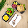 Traumhaftes Lebensmittelfoto: eSeasons Bento Vesperbox dunkles Grau appetitliches Essen aus Salat, Obst und Erdbeeren, Brot