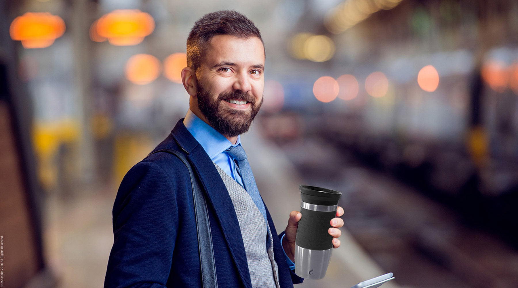 eSeasons Vakuum isolierter Thermobecher: heißer Kaffee oder Tee auf dem Weg zur Arbeit in Zug und Bus