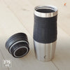 eSeasons Vakuum isolierter Thermobecher: BPA frei, Edelstahl, Schwarz, 375 ml, Dichtung & Silikonmanschette